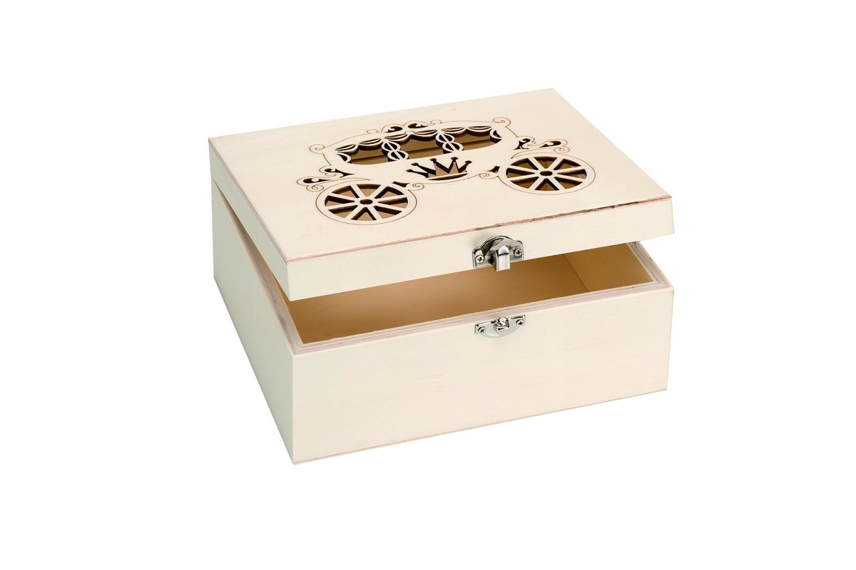 Houten doos rechthoekige kroon 14x9x6cm